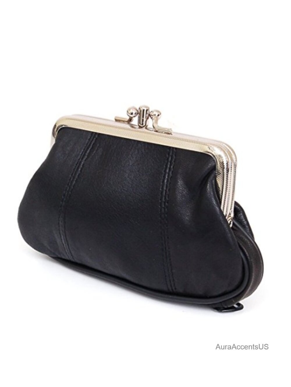 Leather Mini Wallet with Zipper & Frame Closures
